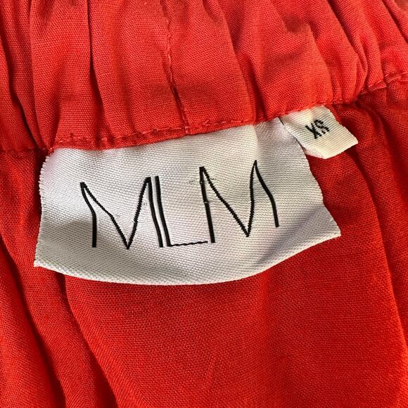 MLM the LABEL Womens XS Red Cotton Short Tulip Sleeve Off Shoulder Pleated Top - Picture 2 of 8